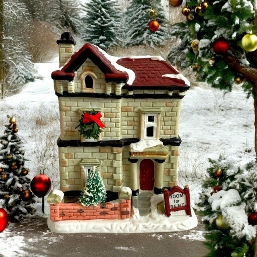 Vintage 1992 Christmas Santa Village House Porcelain Hand Painted Collectors